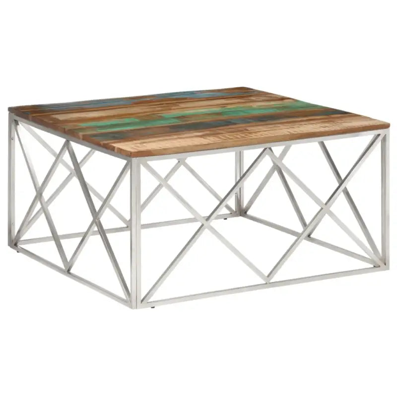 Salontafel van gerecycled hout en roestvrij staal voor in je woonkamer - Salontafels