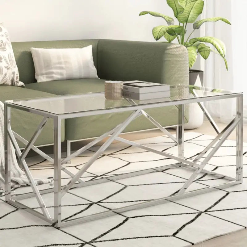 Salontafel van gerecycled hout met roestvrij staal frame - Zilver / 1 / Glas - Salontafels