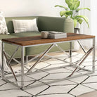 Salontafel van gerecycled hout met roestvrij staal frame - Zilver / 1 / Hout - Salontafels