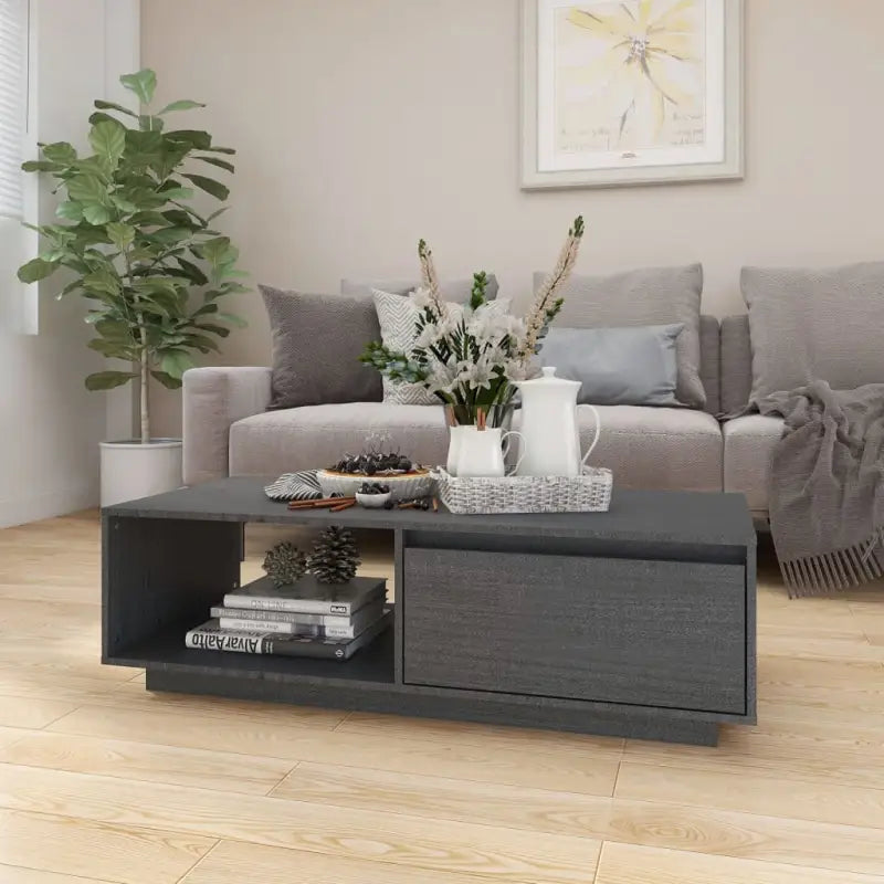 Salontafel van massief grenenhout met modern en tijdloos ontwerp - Grijs / 1 - Salontafels