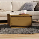 Salontafel van massief grenenhout met opbergruimte en zweefpoten - Honingbruin / 1 - Salontafels
