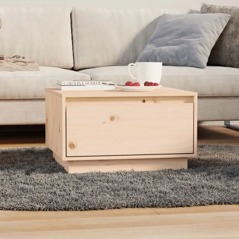 Salontafel van massief grenenhout met opbergruimte en zweefpoten - Bruin / 1 - Salontafels