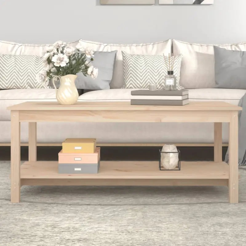 Salontafel van massief grenenhout met open schap voor een rustieke uitstraling - Naturel / 110 x 55 x 45 cm / 1