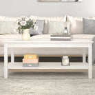Salontafel van massief grenenhout met open schap voor een rustieke uitstraling - Wit / 110 x 55 x 45 cm / 1