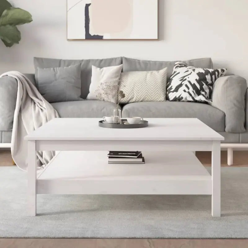 Salontafel van massief grenenhout met rustieke uitstraling - Wit / 100 x 100 x 40 cm / 1 - Salontafels