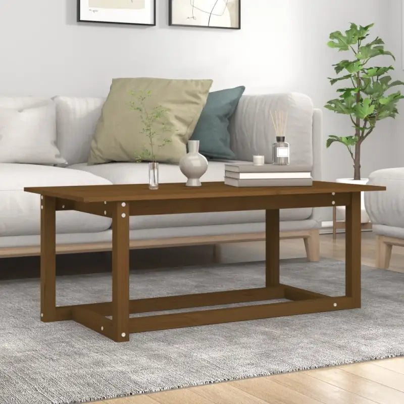 Salontafel van massief grenenhout met tijdloze stijl for ieder interieur - Honingbruin / 110 x 55 x 45 cm / 1