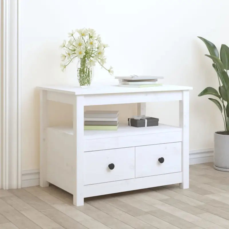 Salontafel van massief grenenhout voor extra opbergruimte - Wit / 1 - Salontafels