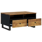 Salontafel van massief mangohout met bewerkt hout effect - Salontafels