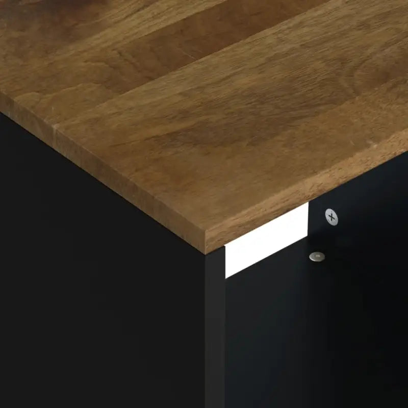 Salontafel van massief mangohout met metalen poten en bewerkt hout - Salontafels