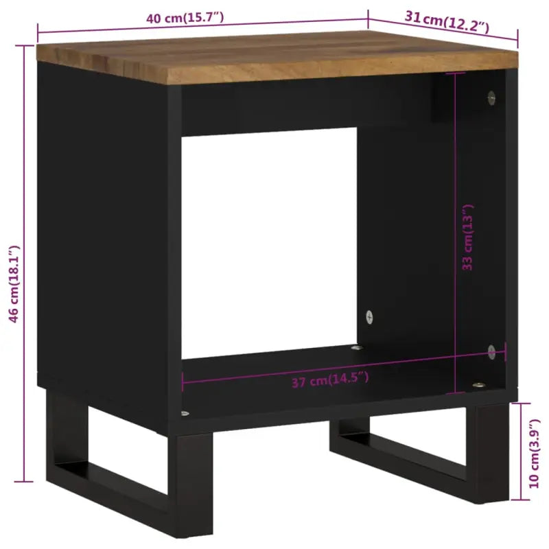 Salontafel van massief mangohout met metalen poten en bewerkt hout - Salontafels