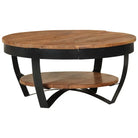Salontafel van massief ruw mangohout in industriële stijl - 65 x 32 cm / 1 / Massief acaciahout - Salontafels
