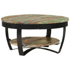 Salontafel van massief ruw mangohout in industriële stijl - 65 x 32 cm / 1 / massief gerecycled hout - Salontafels