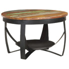 Salontafel van massief ruw mangohout in industriële stijl - 68 x 43 cm / 1 / massief gerecycled hout - Salontafels