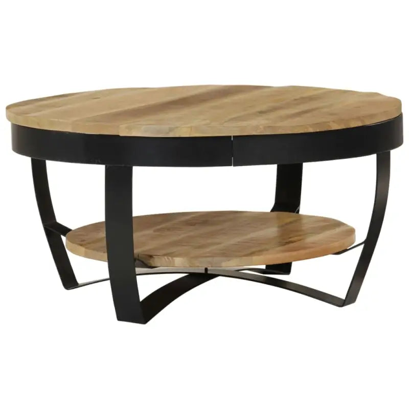Salontafel van massief ruw mangohout in industriële stijl - Salontafels
