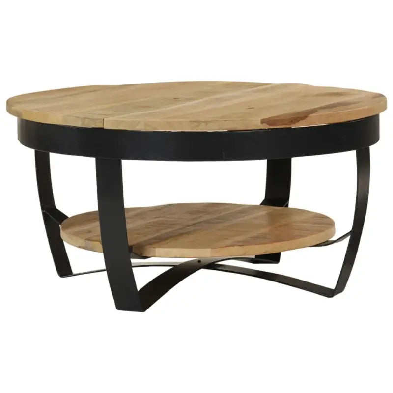 Salontafel van massief ruw mangohout in industriële stijl - Salontafels