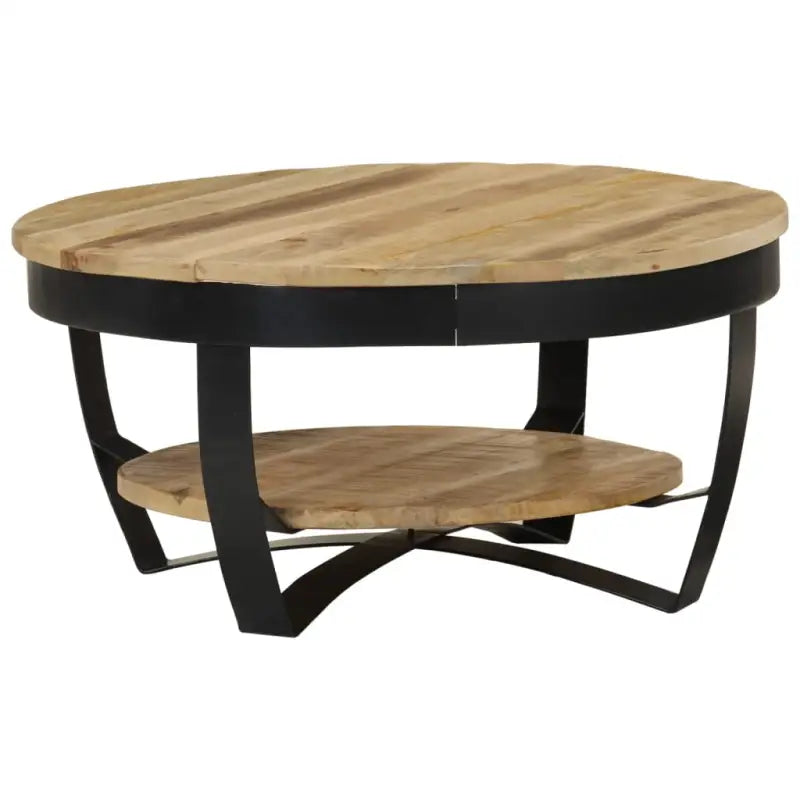 Salontafel van massief ruw mangohout in industriële stijl - Salontafels
