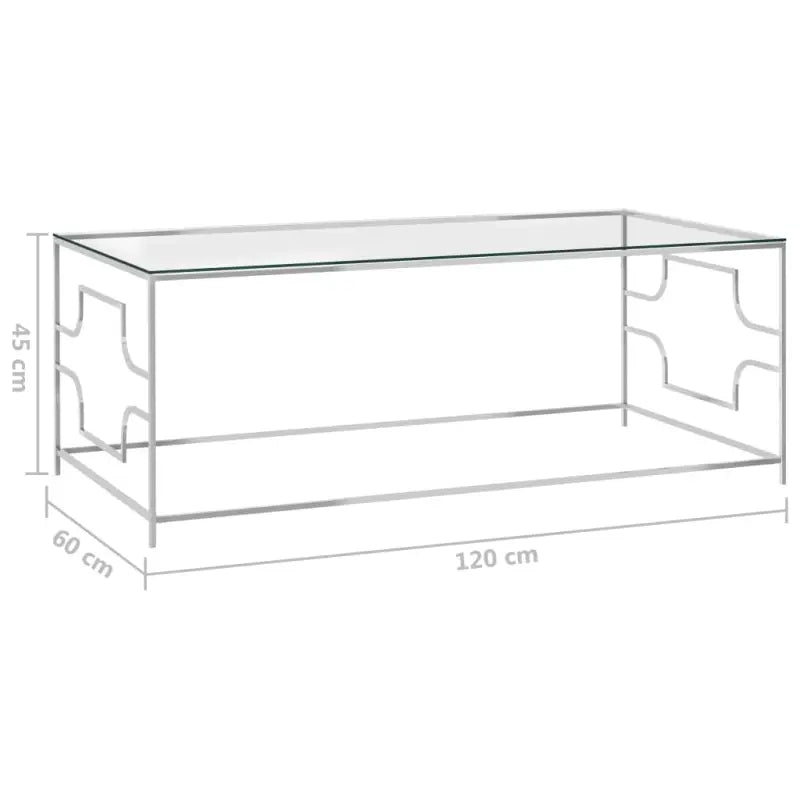 Salontafel van roestvrij staal en glas voor een strakke woonruimte - 120 x 60 x 45 cm / 1 - Salontafels