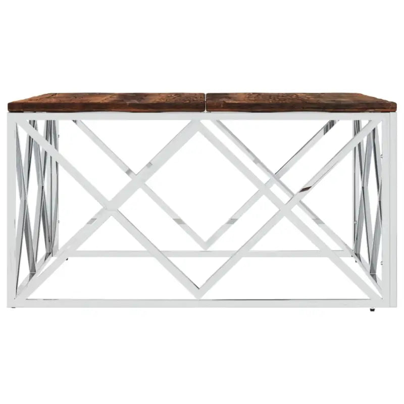 Salontafel van roestvrij staal en massief gerecycled hout - Salontafels