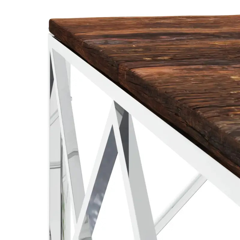 Salontafel van roestvrij staal en massief gerecycled hout - Salontafels