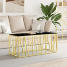 Salontafel van roestvrij staal voor duurzaamheid en stijl - Goud en zwart / 1 / Glas - Salontafels