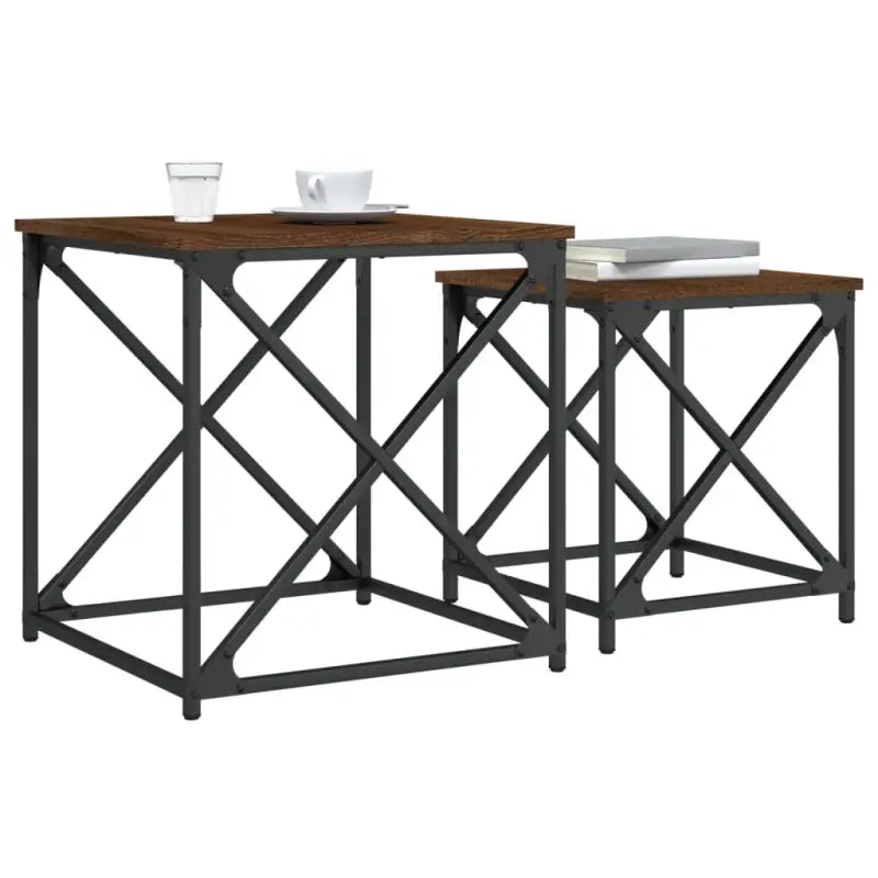 Salontafels bewerkt hout met metalen frame voor kleine ruimtes - Salontafels
