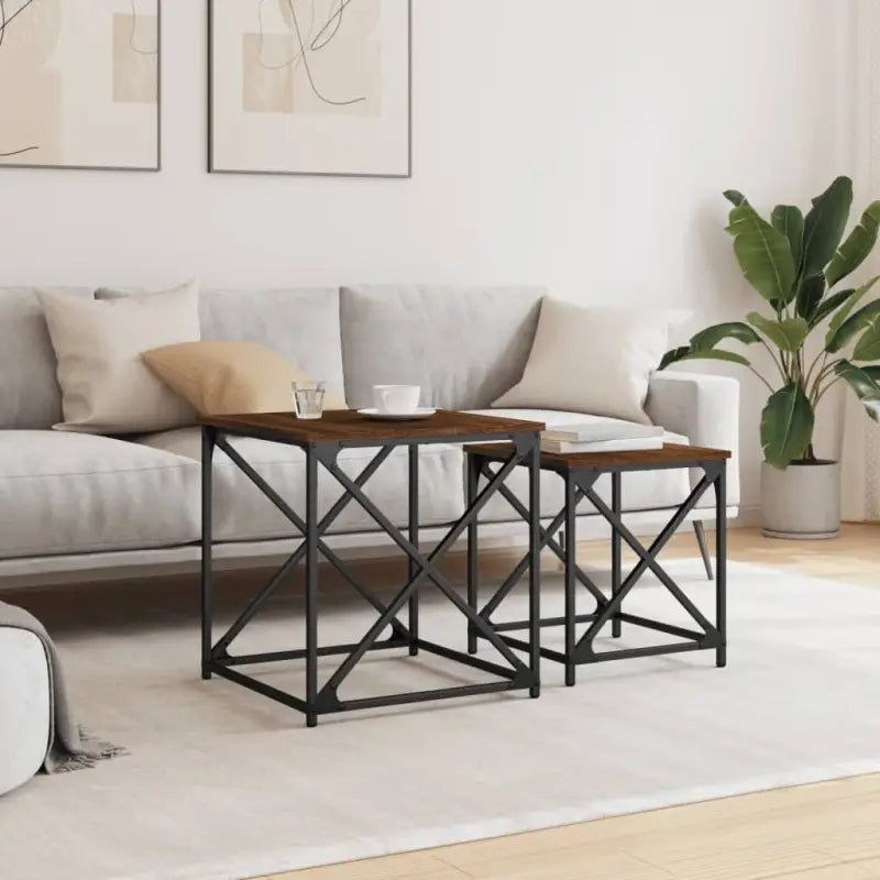 Salontafels bewerkt hout met metalen frame voor kleine ruimtes - Salontafels