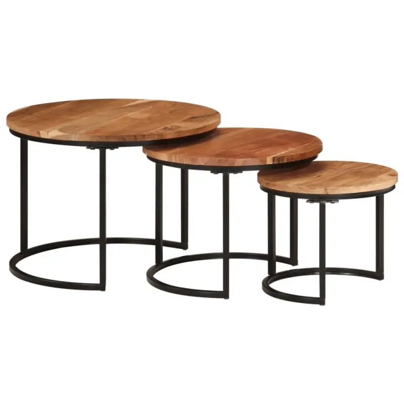 Salontafels set van massief acaciahout voor elegante interieurs - Ø 35 x 29 cm / 3 / Massief acaciahout - Salontafels