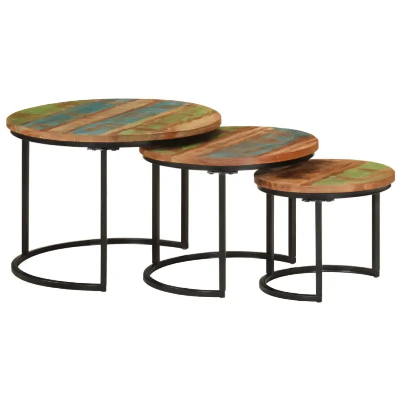 Salontafels set van massief acaciahout voor elegante interieurs - Ø 35 x 29 cm / 3 / massief gerecycled hout