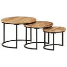 Salontafels set van massief acaciahout voor elegante interieurs - Ø 35 x 29 cm / 3 / massief mangohout - Salontafels
