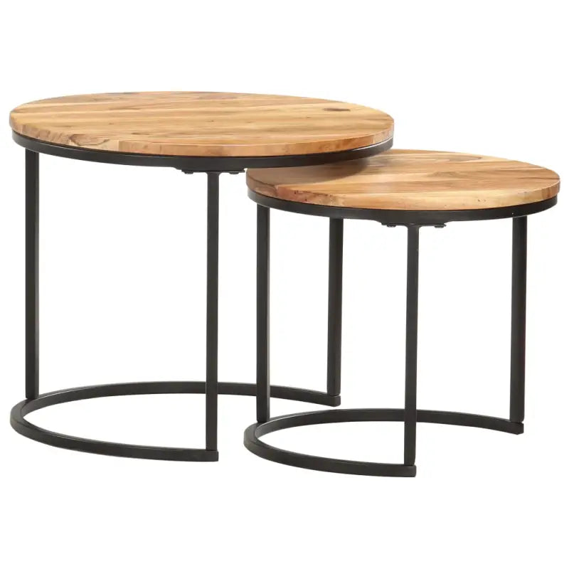 Salontafels set van massief acaciahout voor elegante interieurs - Ø 40 x 34 cm / 2 / Massief acaciahout - Salontafels