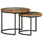 Salontafels set van massief acaciahout voor elegante interieurs - Ø 40 x 34 cm / 2 / massief gerecycled hout