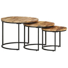 Salontafels set van massief acaciahout voor elegante interieurs - Ø 40 x 34 cm / 3 / massief mangohout - Salontafels