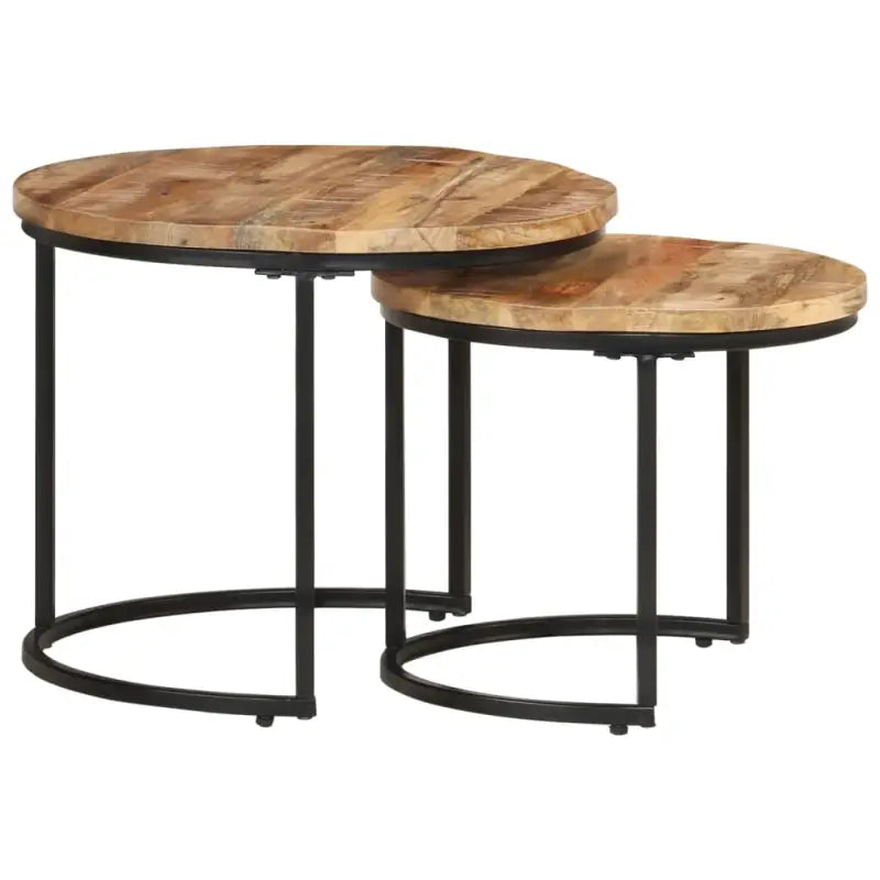 Salontafels set van massief acaciahout voor elegante interieurs - Ø 40 x 34 cm / 2 / massief mangohout - Salontafels