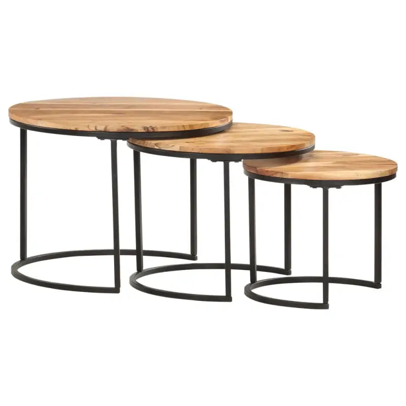 Salontafels set van massief acaciahout voor elegante interieurs - Ø 40 x 34 cm / 3 / Massief acaciahout - Salontafels