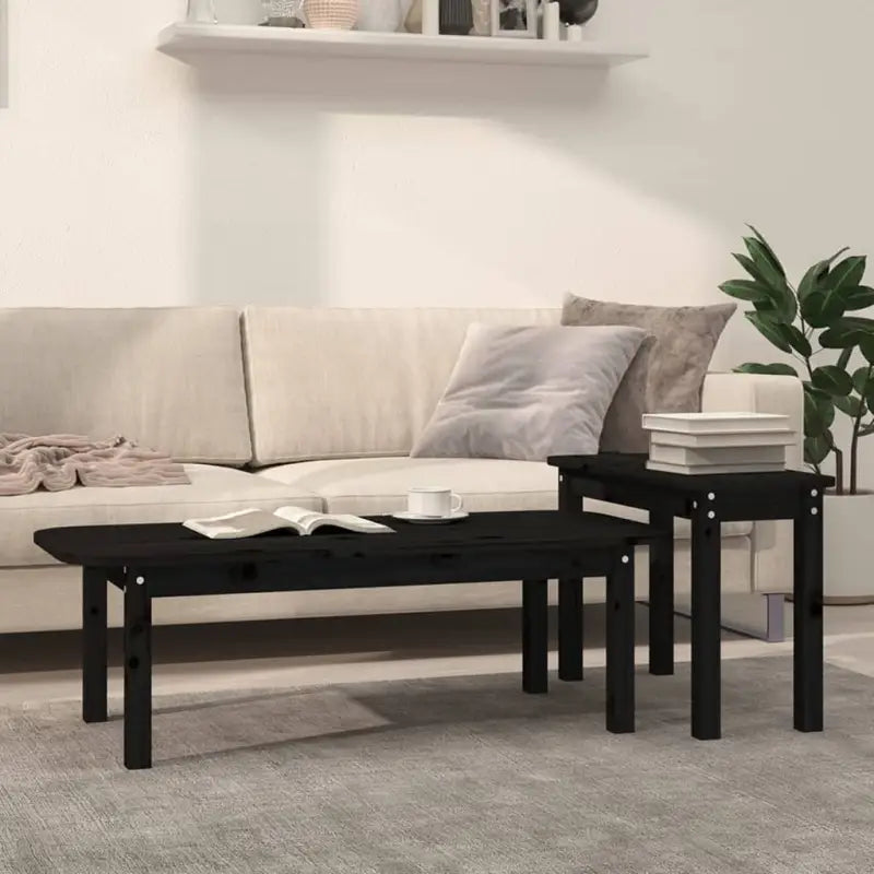 Salontafels van massief grenenhout met rustieke charme - Zwart / 1 - Salontafels