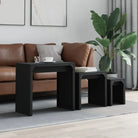 Salontafelset met bewerkt hout en metalen frame voor kleine ruimtes - Salontafels