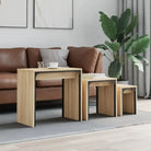 Salontafelset met bewerkt hout en metalen frame voor kleine ruimtes - Sonoma eiken / 1 - Salontafels