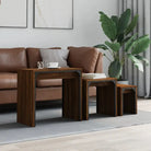 Salontafelset met bewerkt hout en metalen frame voor kleine ruimtes - bruin eikenkleur / 1 - Salontafels