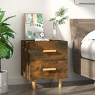 Scandinavisch nachtkastje in massief eucalyptushout met houten handvatten - Gerookt eiken / 1 - Nachtkastjes