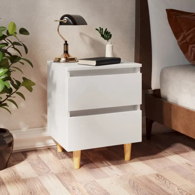 Scandinavisch nachtkastje met grenenhouten poten voor een chique interieur - Wit / 1 - Nachtkastjes