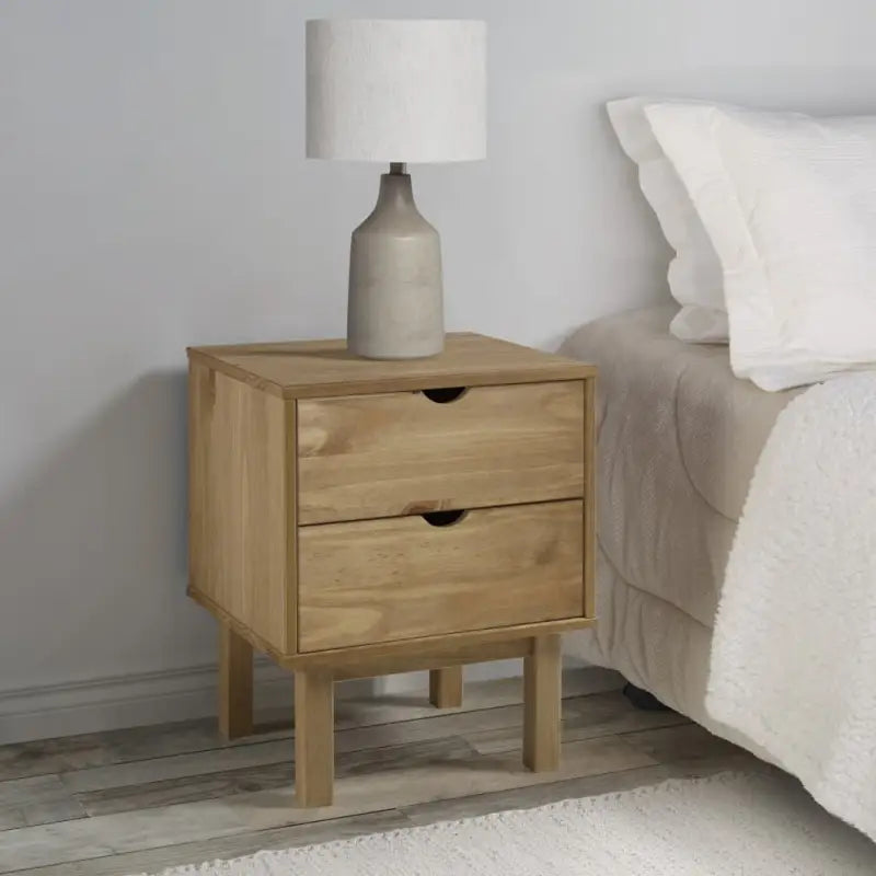 Scandinavisch nachtkastje van massief grenenhout met natuurlijke charme - Bruin / 1 - Nachtkastjes