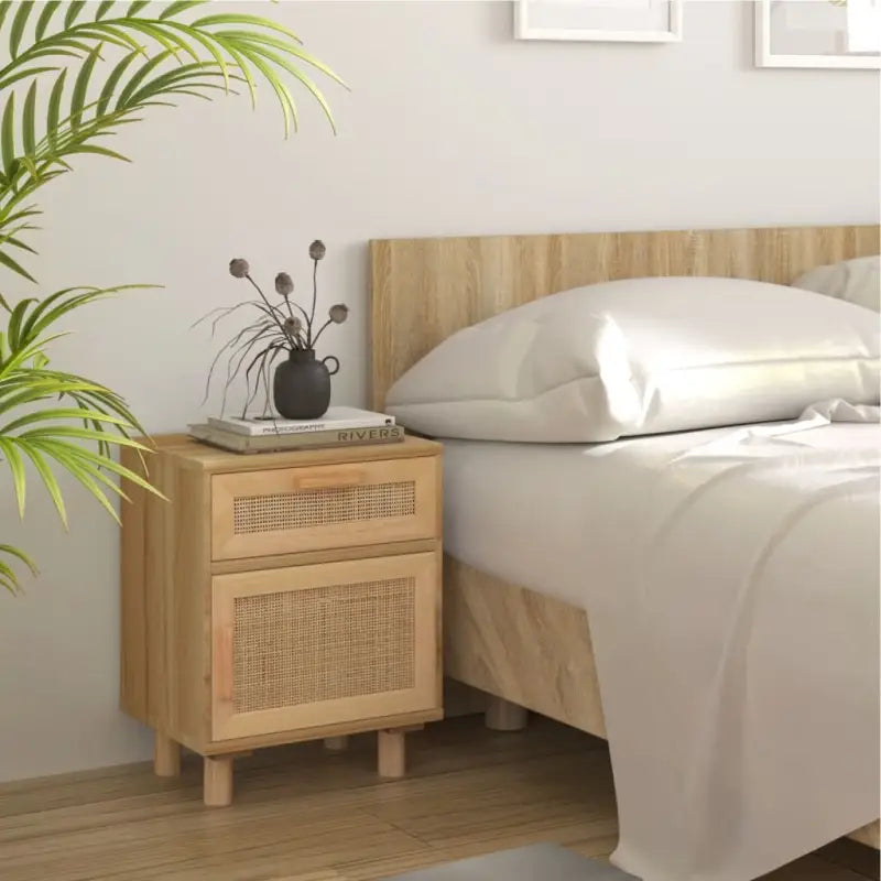 Scandinavisch nachtkastje van massief grenenhout met stevig blad - Bruin / 1 - Nachtkastjes