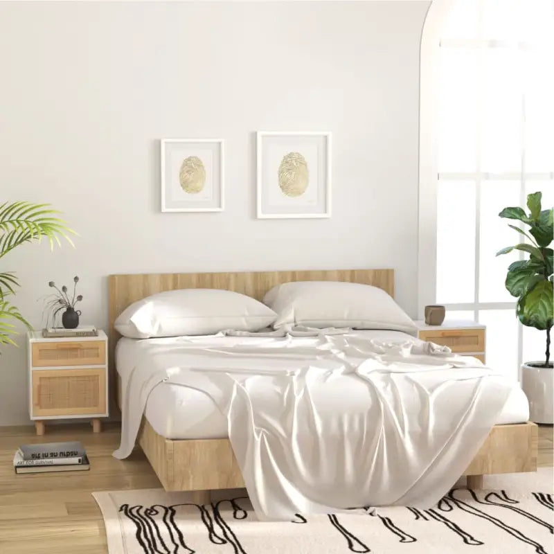 Scandinavisch nachtkastje van massief grenenhout met stevig blad - Wit / 2 - Nachtkastjes