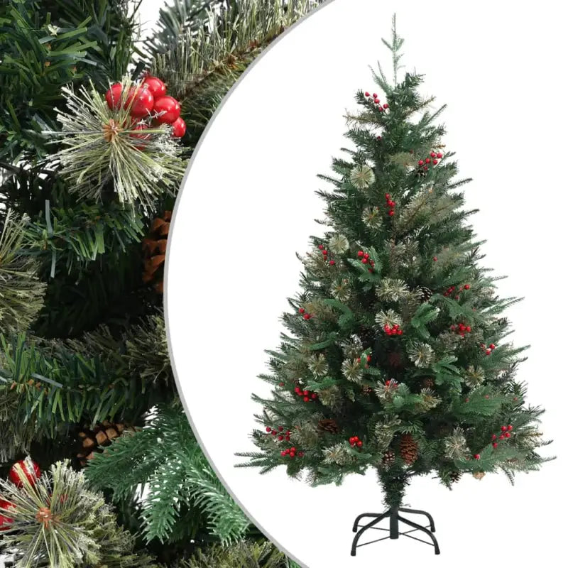 Scharnierende kerstboom met takken en rode bessen voor feestdagen sfeer - 120 x 60 cm / 1 - Kerstbomen