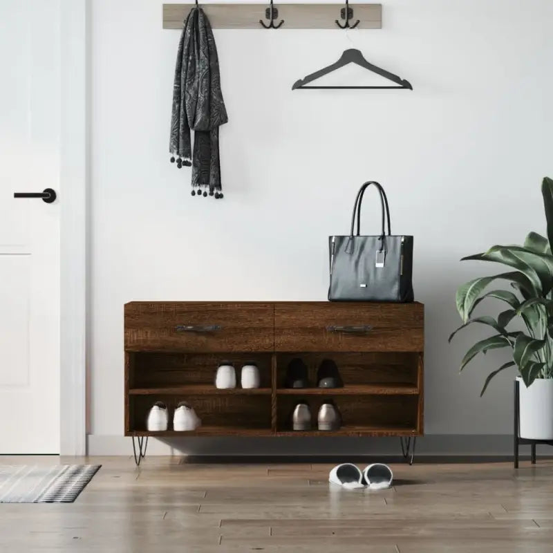 Schoenenbank 102X35X55 Cm Bewerkt Hout Kleurig