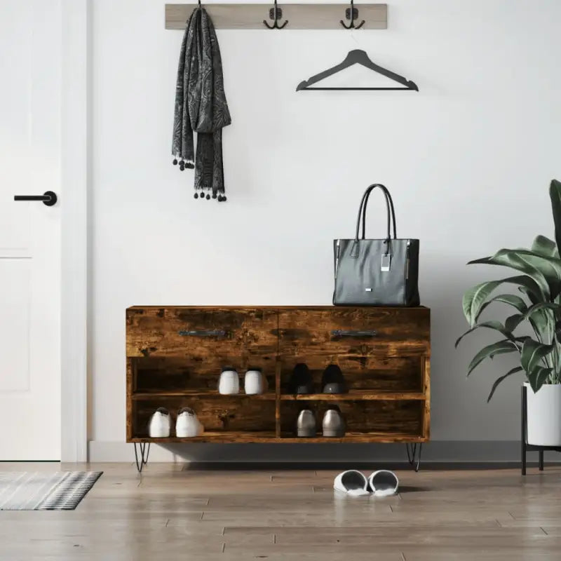 Schoenenbank 102X35X55 Cm Bewerkt Hout Kleurig