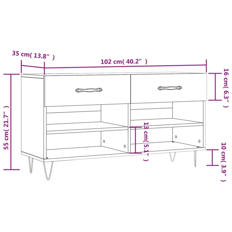 Schoenenbank 102X35X55 Cm Bewerkt Hout Kleurig