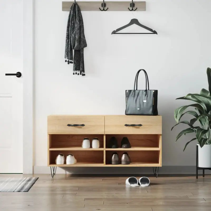 Schoenenbank 102X35X55 Cm Bewerkt Hout Kleurig