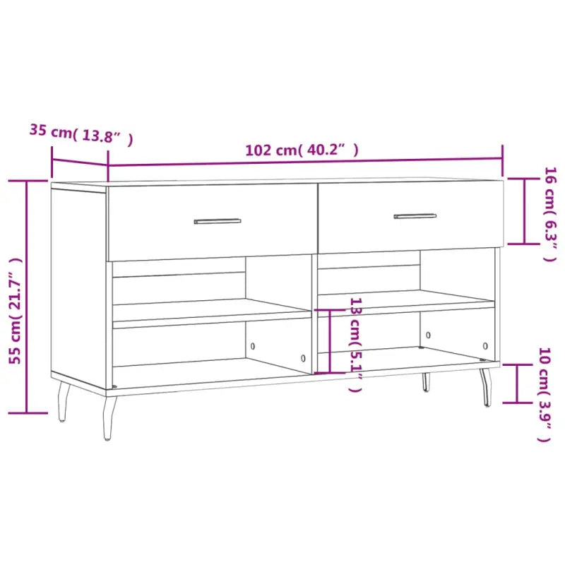 Schoenenbank 102X35X55 Cm Bewerkt Hout Sonoma Eikenkleurig