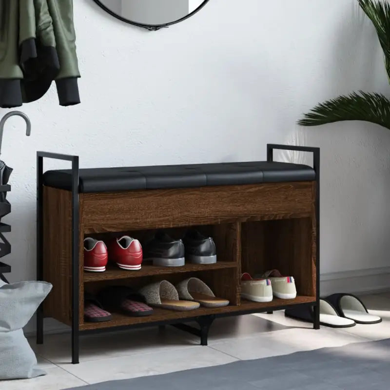 Schoenenbank met bewerkt hout voor overzichtelijke schoenenopslag - Opberg- & halbankjes